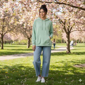 Spirit Jersey Lightweight Oversized Long Sleeve Hoodie with Pocket Size XS NWOT